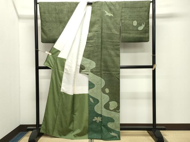 平和屋着物●訪問着 紬地 成り物 正絹 逸品 CABM4869gh