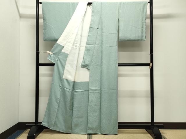 平和屋着物●上質な色無地 作家物 皇雅夢衣 桐竹鳳凰文 錆青磁色 反端付き 正絹 逸品 CABM4879gh