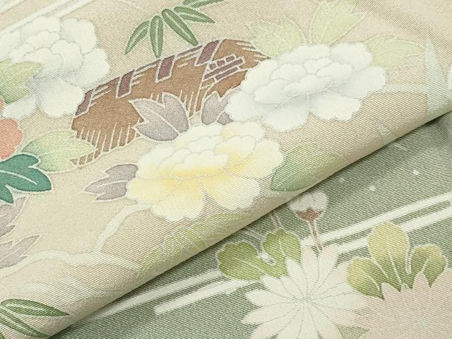 平和屋着物●訪問着 友禅 風景松竹梅文 暈し染め ロング丈 正絹 逸品 未使用 CABM4880gh