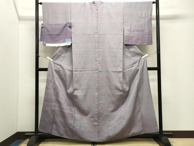 平和屋着物●中国三大刺繍 スワトウ刺繍 訪問着 紬地 更紗花唐草文 反端付き 正絹 逸品 CABM4884gh