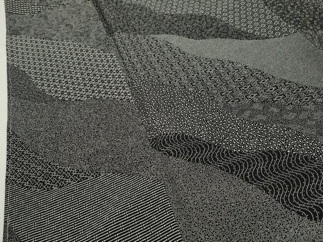 平和屋着物●江戸小紋 寿永作 寄せ小紋柄 黒地 さが美扱い 正絹 逸品 未使用 CABM4891gh