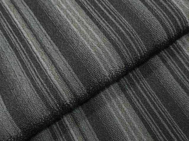 平和屋着物●本塩沢 やまだ織 縞 桑原タツノ作 証紙付き 正絹 逸品 未使用 CABM4899gh
