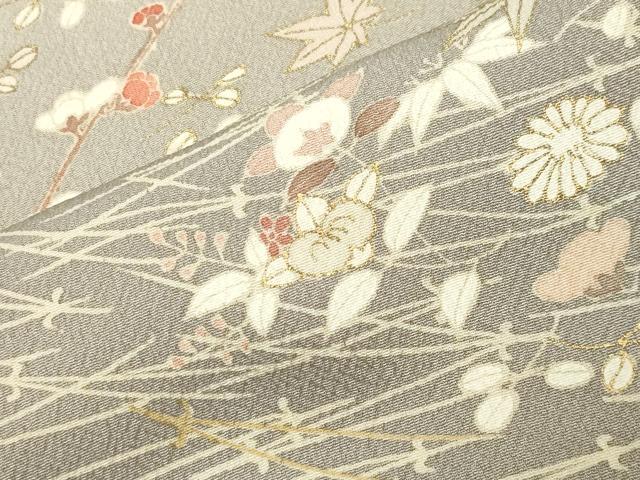 平和屋着物●訪問着 駒刺繍 こぼれ松葉花文 暈し染め 金彩 正絹 逸品 CABM4912gh