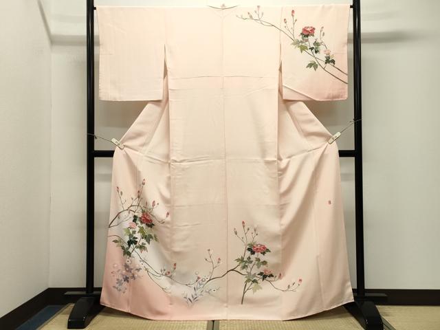 平和屋着物●訪問着 友禅 作家物 枝花文 暈し染め 正絹 逸品 CABM4926gh