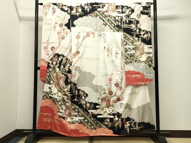 平和屋着物●豪華振袖 駒刺繍 御所車花文 金彩 やまと誂製 正絹 逸品 CABM4942gh