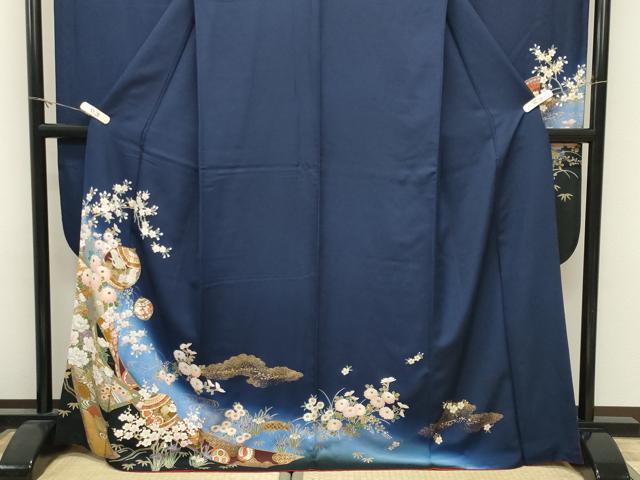 平和屋着物●豪華振袖 駒刺繍 飛鶴鈴花文 暈し染め 金彩 正絹 逸品 CABM4943gh