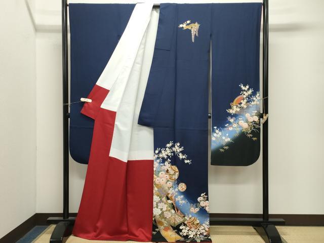平和屋着物●豪華振袖 駒刺繍 飛鶴鈴花文 暈し染め 金彩 正絹 逸品 CABM4943gh