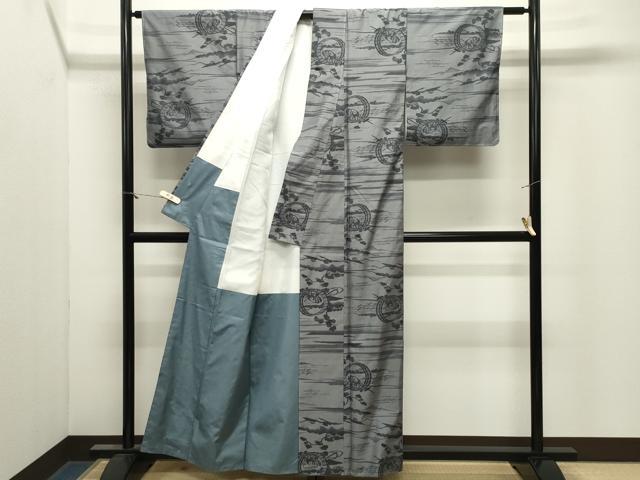 平和屋着物●上質な紬 手染の草木 冨獄36景 桶師 証紙付き 正絹 逸品 未使用 CABM4948gh