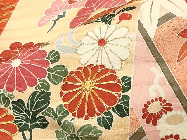 平和屋着物●豪華振袖 駒刺繍 風景花文 金彩 正絹 逸品 CABM4952gh