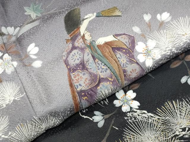 平和屋着物●訪問着 作家物 手描き 人物風景文 暈し染め 金彩 正絹 逸品 未使用 CABM4962gh