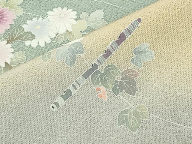 平和屋着物●訪問着 友禅 横笛花文 暈し染め 正絹 逸品 CABM4976gh