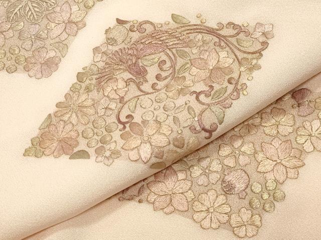平和屋着物●訪問着 総刺繍 鳳凰菱花文 金糸 正絹 逸品 未使用 CABM4980gh