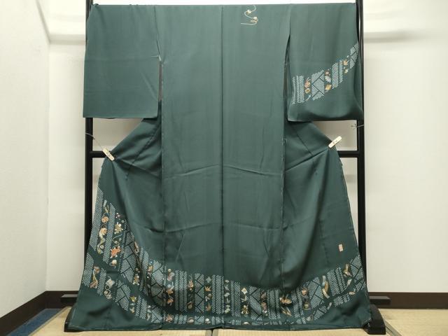 平和屋着物●訪問着 作家物 駒刺繍 童子遊び 金彩 仮絵羽 正絹 逸品 未使用 CABM4983gh