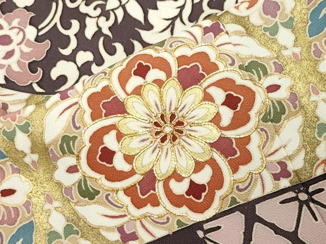 平和屋着物●豪華色留袖 駒刺繍 正倉院花唐草文 金彩 正絹 逸品 CABM4992gh