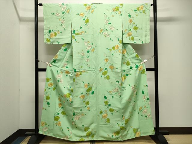 平和屋着物●上質な小紋 地紋起こし 槍梅文 正絹 逸品 CABM4995gh
