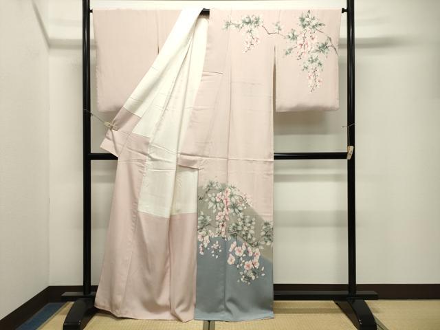 平和屋着物●二代目清次郎 手描き 訪問着 枝花文 暈し染め 正絹 逸品 CABM4998gh