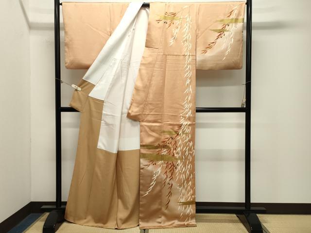 平和屋着物●訪問着 枝垂れ花文 暈し染め 金彩 正絹 逸品 CABM4999gh