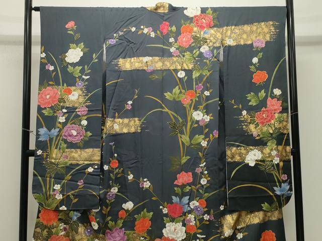 平和屋着物●豪華振袖 駒刺繍 牡丹花文 金彩 正絹 逸品 CABM5011gh