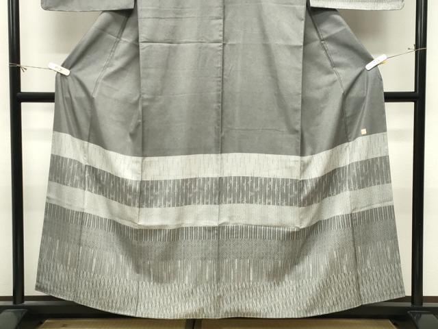 平和屋着物●本場縞大島紬 訪問着 久保伊知郎 横段文 さが美扱い 正絹 逸品 未使用 CABM5015gh