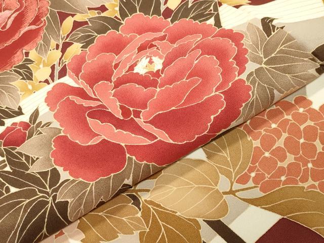 平和屋着物●訪問着 刺繍 籬牡丹花文 金糸 正絹 逸品 CABM5033gh