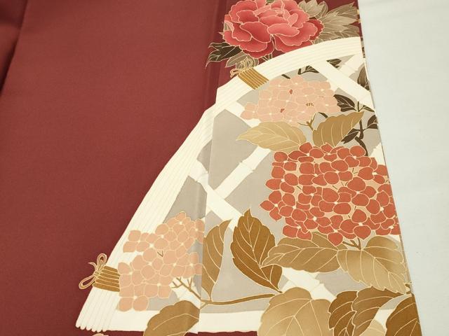 平和屋着物●訪問着 刺繍 籬牡丹花文 金糸 正絹 逸品 CABM5033gh
