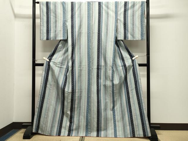 平和屋着物●上質な紬 麻の葉間道 京王百貨店扱い 正絹 逸品 CABM5034gh