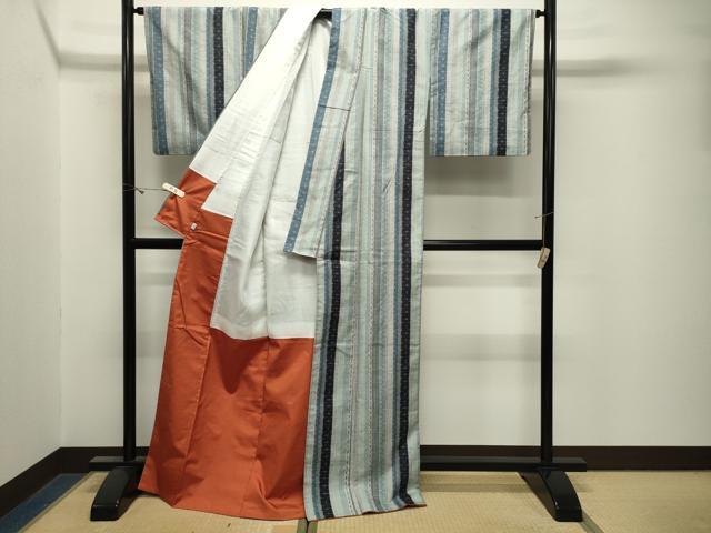 平和屋着物●上質な紬 麻の葉間道 京王百貨店扱い 正絹 逸品 CABM5034gh