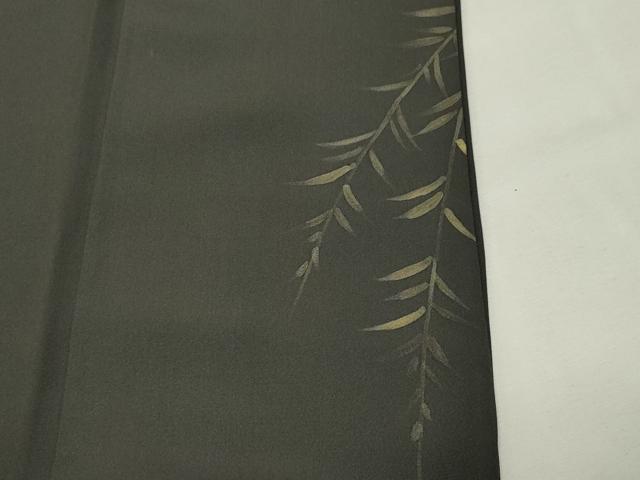 平和屋着物●訪問着 手描き 草木文 黒地 金彩 背抜き仕立て 正絹 逸品 CABM5037gh