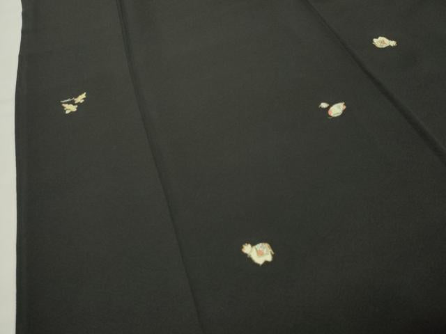 平和屋着物●上質な小紋 総刺繍 干支 黒地 金糸 正絹 逸品 CABM5043gh