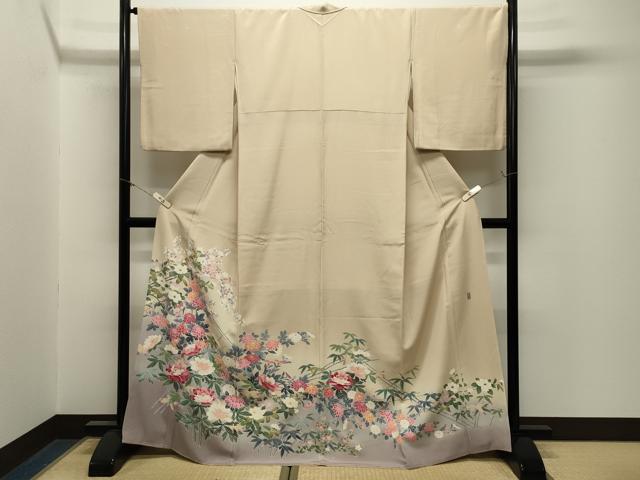 平和屋着物●十日町友禅作家 岡村蒼風 色留袖 草花文 暈し染め 正絹 逸品 CABM5044gh