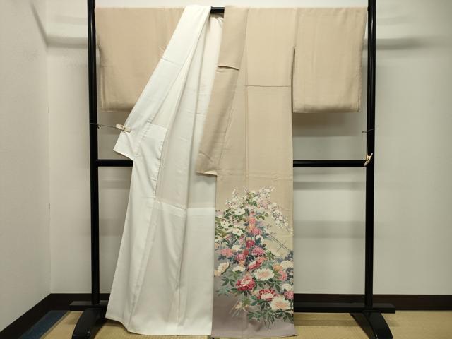 平和屋着物●十日町友禅作家 岡村蒼風 色留袖 草花文 暈し染め 正絹 逸品 CABM5044gh
