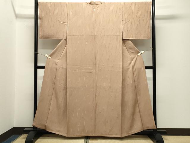 平和屋着物●上質な色無地 草木地紋 伽羅色 正絹 逸品 CABM5045gh