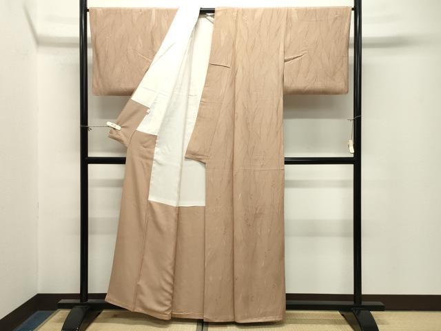 平和屋着物●上質な色無地 草木地紋 伽羅色 正絹 逸品 CABM5045gh
