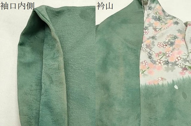平和屋着物●訪問着 刺繍 型染め 舞桜文 暈し染め 金糸 正絹 逸品 CABM5049gh