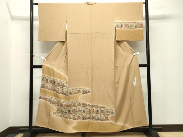 平和屋着物●友禅師・京の名工・伝統工芸士・樽本伊勢蔵 手描き 訪問着 百人一首 暈し染め 金銀彩 正絹 逸品 CABM5050gh