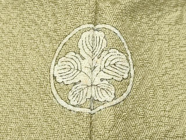 平和屋着物●京加賀友禅 百貫達雄監修 色無地 加賀乃梅染 草花地紋 抹茶色 銀座越後屋扱い 反端付き 正絹 逸品 CABM5062gh