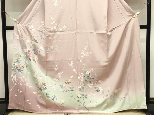 平和屋着物●訪問着 友禅 作家物 枝椿花文 暈し染め 正絹 逸品 CABM5065gh