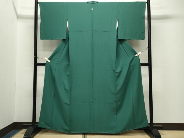 平和屋着物●上質な色無地 緑青色 正絹 逸品 未使用 CABM5072gh