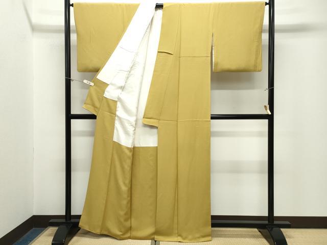 平和屋着物●上質な色無地 山吹茶色 正絹 逸品 CABM5074gh