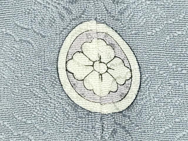 平和屋着物●上質な色無地 舞花地紋 灰青色 正絹 逸品 CABM5077gh