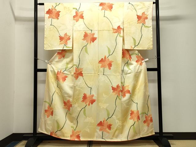 平和屋着物●上質な小紋 地紋起こし カトレア 暈し染め 正絹 逸品 CABM5086gh
