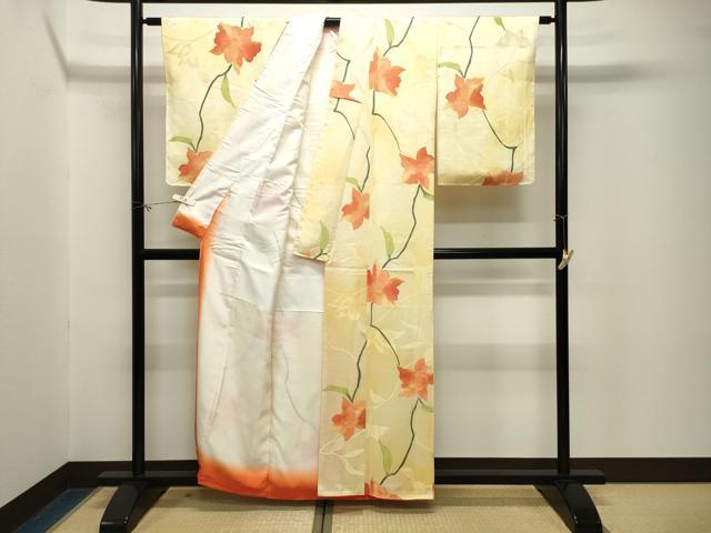 平和屋着物●上質な小紋 地紋起こし カトレア 暈し染め 正絹 逸品 CABM5086gh