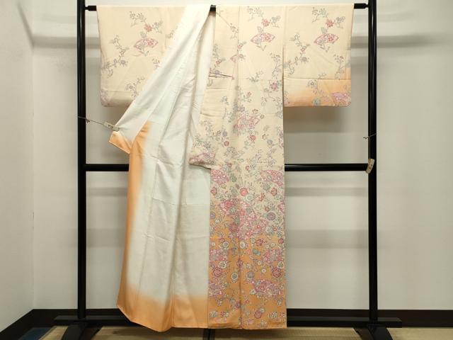 平和屋着物●訪問着 辻が花 暈し染め 鬼しぼ縮緬 正絹 逸品 CABM5092gh