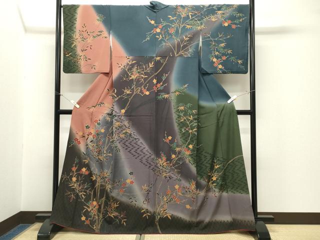 平和屋着物●訪問着 枝花文 暈し染め 金彩 正絹 逸品 CABM5094gh