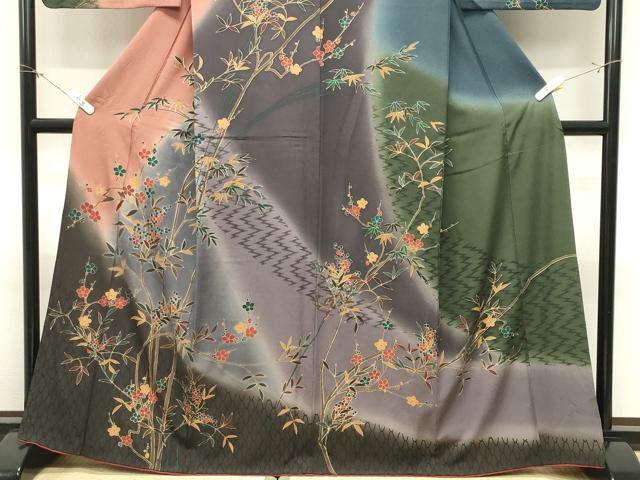 平和屋着物●訪問着 枝花文 暈し染め 金彩 正絹 逸品 CABM5094gh