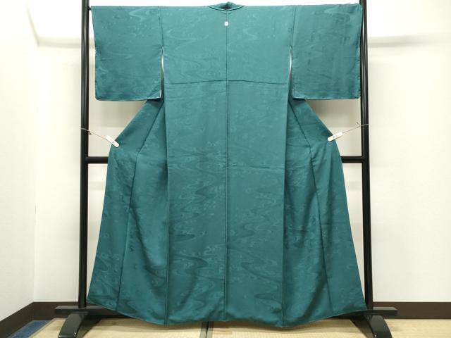 平和屋着物●上質な色無地 流水地紋 高麗納戸色 正絹 逸品 CABM5103gh