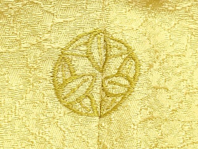 平和屋着物●上質な色無地 吉祥地紋 淡黄色 正絹 逸品 CABM5104gh