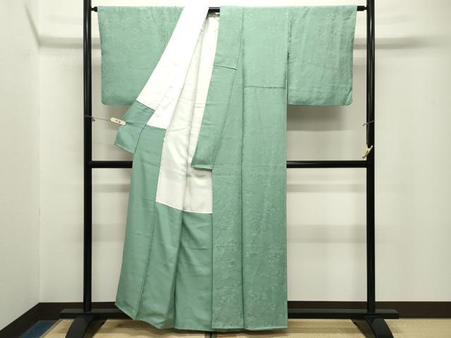 平和屋着物●上質な色無地 風景地紋 薄青色 正絹 逸品 CABM5108gh