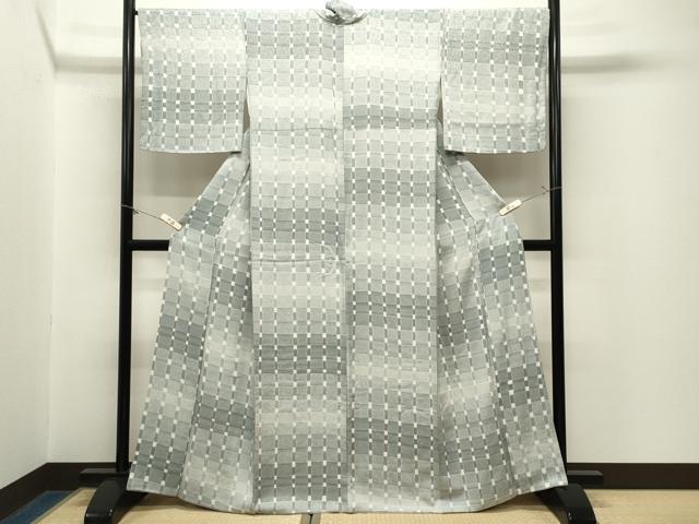 平和屋着物●上質な小紋 格子柄 正絹 逸品 CABM5117gh