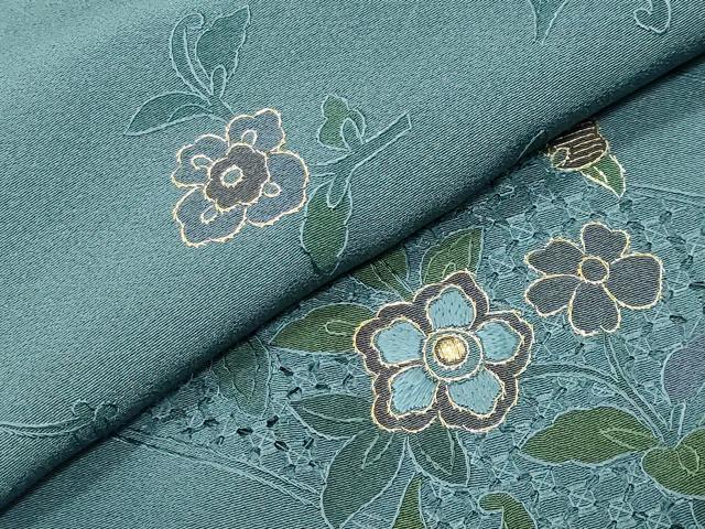 平和屋着物●中国三大刺繍 蘇州刺繍 総刺繍 訪問着 花唐草文 金糸 正絹 逸品 CABM5118gh